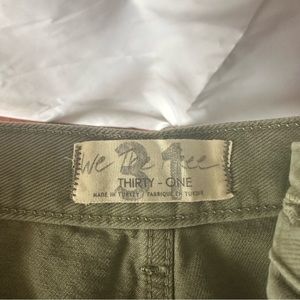 New w tags free people denim shorts.  Unique grey / loden green color